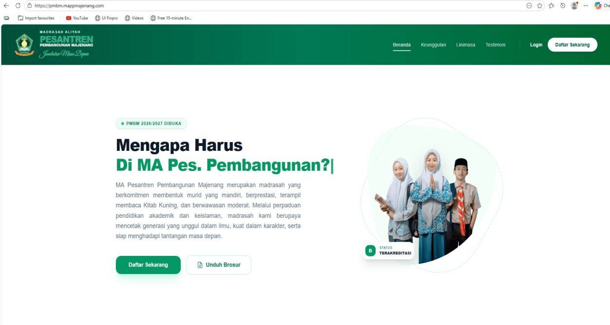 Screenshot of Web Pendaftaran Siswa Baru (PMBM)