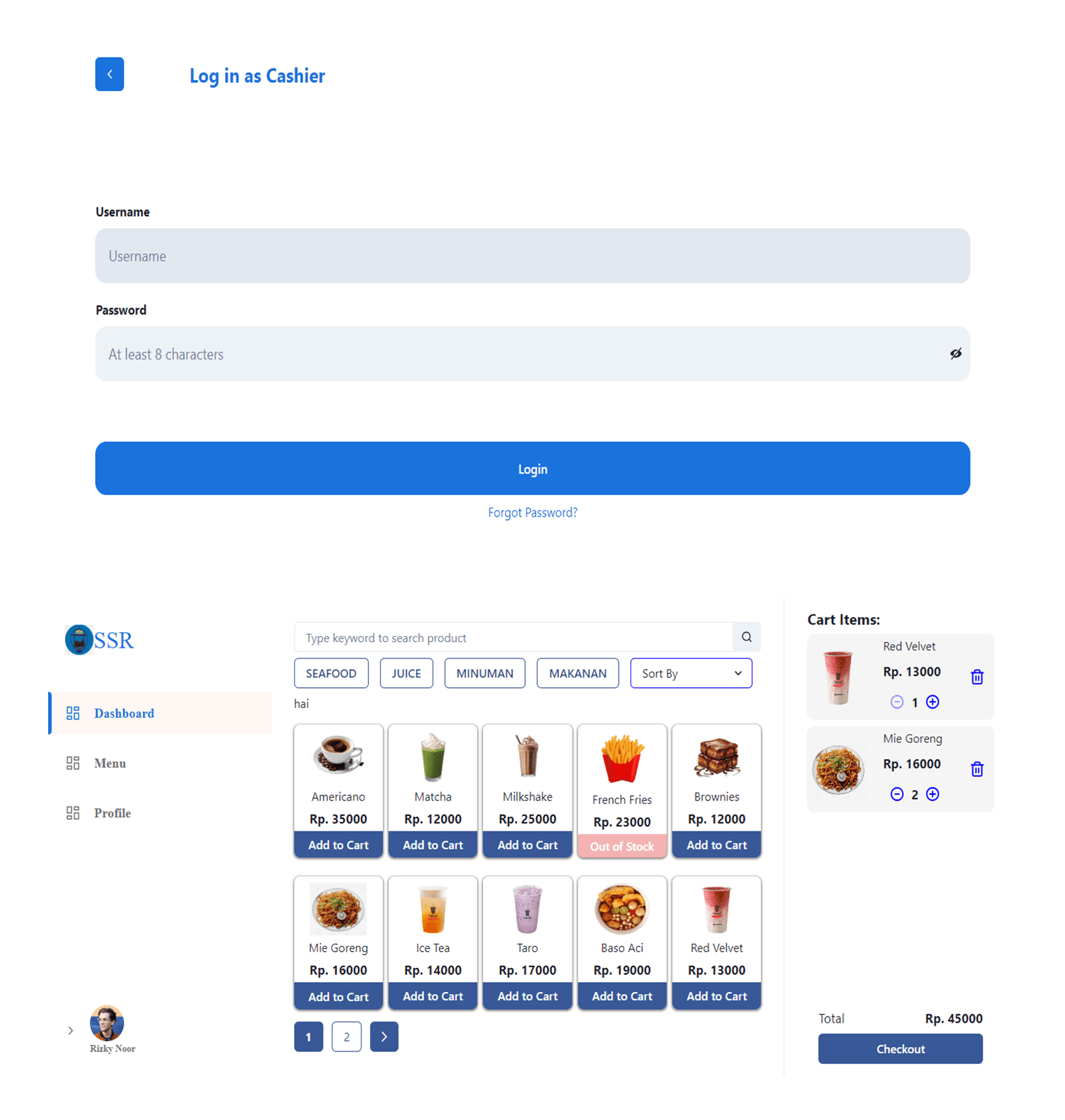Screenshot of Point of Sales (POS)